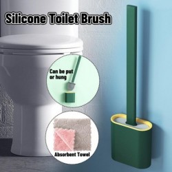 A - AKCIÓ Fali szilikon WC-kefe Puha gumi hosszú nyélű WC-kefe és Rongyszett tisztító kefe Fürdőszoba kiegészítők