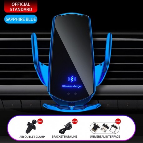 Zafír 1 készlet - 15 W / 10 W / 7,5 W / 5 W automatikus rögzítő QI vezeték nélküli autós töltő tartó tartó