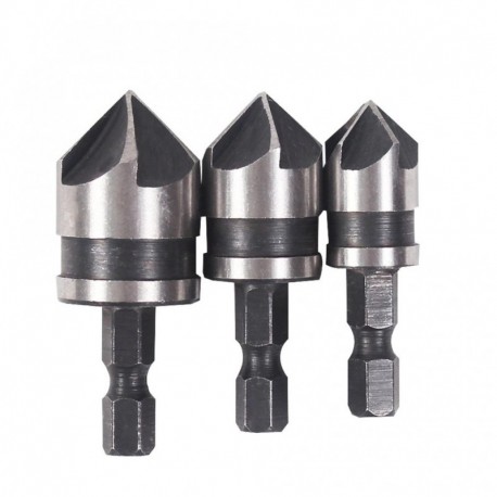 3db 1/4 &quot hatlapú 12mm 16mm 19mm süllyesztett elektromos fúrófej furat készlet fa fémhez