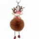 Barna - Plüss Mikulás hajgömb kulcstartó medál karácsonyi jávorszarvas szőrgömb táska rénszarvas ajándék medál