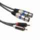 2 RCA férfi - Xlr kettős női audiokábel aranyozott 1,5 m a mikrofon keverő teljesítményerősítőjéhez fejhallgató