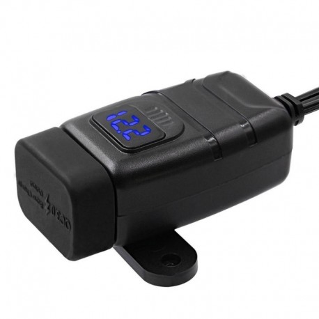 Kék - CS-854A1 négyzet alakú kettős USB szupergyors töltés   voltmérő készlet megvilágított billenőkapcsoló panel