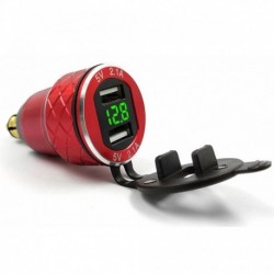 keki zöld - Autós töltő töltőaljzat Kettős USB port LED feszültségű kijelző a telefon táblagép navigátorhoz Gyors