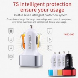 HSC HSC-300 3.1A Három USB port Gyors töltés autós töltő Intelligens hűtő töltő okostelefonok táblagéphez