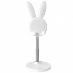 fehér - Aranyos nyúl állítható állvány hordozható telefonemelő állvánnyal asztali telefon tartó nyúlszőrme asztali