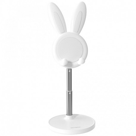 fehér - Aranyos nyúl állítható állvány hordozható telefonemelő állvánnyal asztali telefon tartó nyúlszőrme asztali