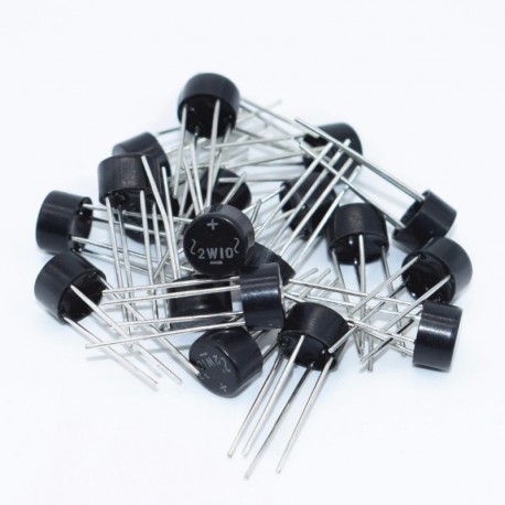 10PC / Lot új 2W10 2A 1000V diódahíd egyenirányító a 2W06 2W08 helyettesítésére