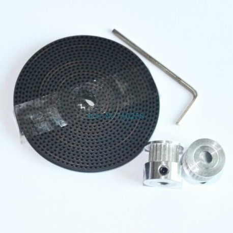 2db 20-GT2-6 GT2 csiga és 2m GT2-6mm nyitott GT2 öv 3D nyomtatóhoz (4xM3 készletcsavarok és 1xAllen Key)