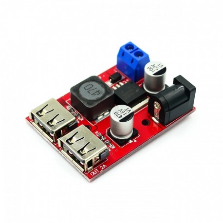 LM2596 LM2596S kettős USB DC-DC 9V 12V 24V 36V - 5V 3A lépcsős hátlap átalakító tábla autós töltő szolár tápegység