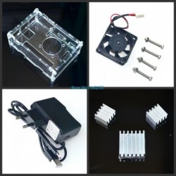 2021 Raspberry pi 3 akril tok   hűtőborda   hűtőventilátor   hálózati adapter tápegység a Raspberry pi 3 B modellhez