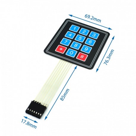 5db ÚJ 12 gombos membrán kapcsoló kezelő 4x3 Matrix Array Matrix billentyűzet