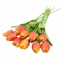 P - 10db tulipán művirág valódi érintésű műcsokor hamis virág esküvői dekorációhoz virágok otthoni garen