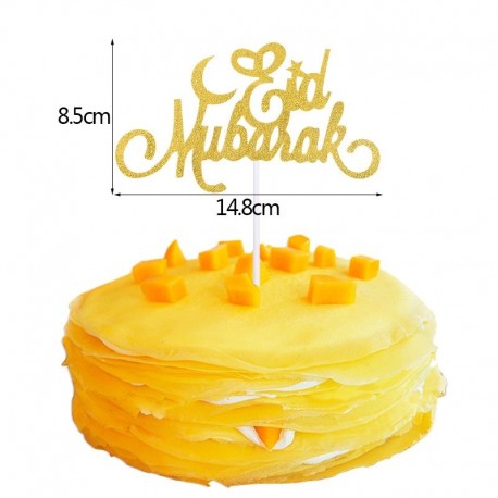 1db torta teteje - Arany ezüst csillogó Eid Mubarak Cupcake Toppers EID Ramadan Fesztivál sármány az iszlám muszlim