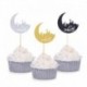1db torta teteje - Arany ezüst csillogó Eid Mubarak Cupcake Toppers EID Ramadan Fesztivál sármány az iszlám muszlim