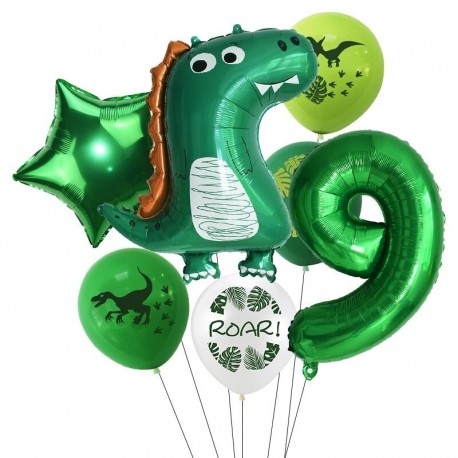 9. szám beállítva - Dinoszaurusz party ballon Dinoszaurusz születésnapi party fólia száma lufi gyerekek vadon élő