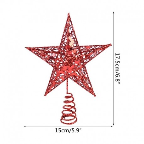 15cm piros - Arany csillogó karácsonyfa felső vascsillagos karácsonyi díszek otthoni karácsonyfa díszekhez Navidad 2021