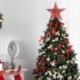 15cm piros - Arany csillogó karácsonyfa felső vascsillagos karácsonyi díszek otthoni karácsonyfa díszekhez Navidad 2021