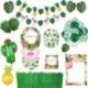 1set filc szalag - Hawaii party dekorációk Pálma levelek sármány szalagcím Luau Flamingo nyári trópusi party dekoráció