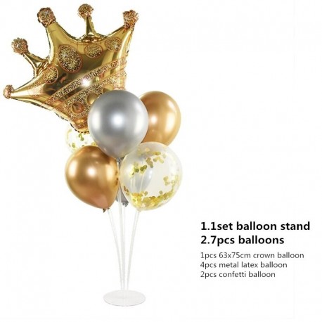 állvány és 7db ballon - 1 készlet lufi tartó oszlop állvány tartó matricák esküvői gyerekek születésnapi party baba