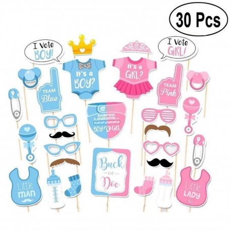 30db fotó kellékek - Gender Reveal eldobható evőeszköz készlet baba zuhany fiú vagy lány tányér szalvéta terítő
