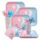 30db fotó kellékek - Gender Reveal eldobható evőeszköz készlet baba zuhany fiú vagy lány tányér szalvéta terítő