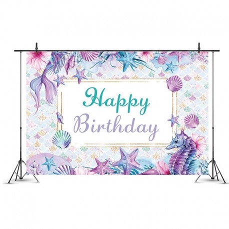 Stílus5 - 180x110cm-es kis sellő party hátterek a tenger alatt party fotózás háttér gyerekek születésnapi party