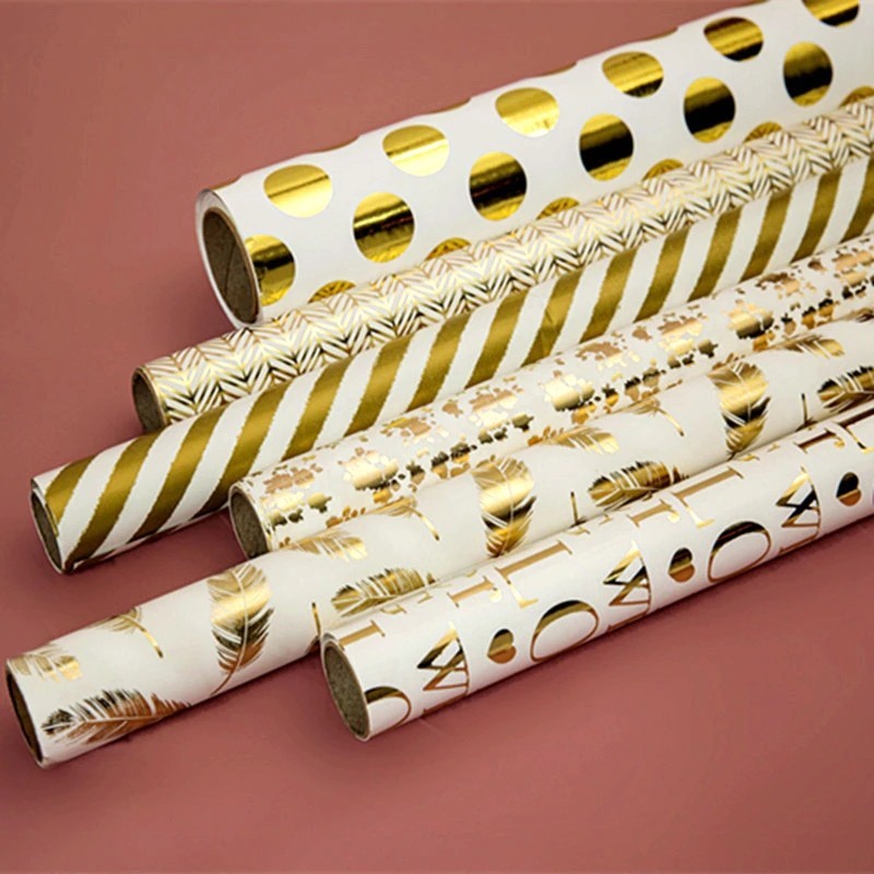 70*50cm Gold Dot Gifts Wrapping Paper Roll Gift Box Packaging for