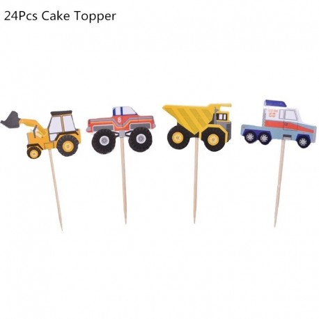 24db torta teteje - Építőipari traktor téma kotrógép felfújható léggömbök teherautó transzparensek baba zuhany