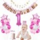 ezüst fotósáv - 1. születésnapi fiú lány dekoráció léggömbök képkeret Banner egyéves gyerekek első születésnapi