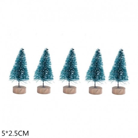 5cm-kékeszöld - 5db 5-16cm szizál rost mini karácsonyfa hó fagy fenyő fa barkács kézműves karácsonyi party asztali