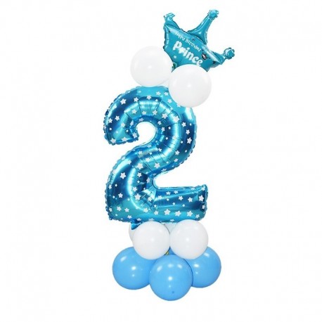 kék készlet 2 - 24db kék rózsaszín szám lufi boldog születésnapot lufi születésnapi party dekoráció gyerekek fiú