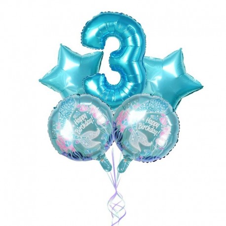 Szám3 készlet - 5db sellő téma party fólia léggömbök kis sellő léggömb gyerekek születésnapi party dekorációk