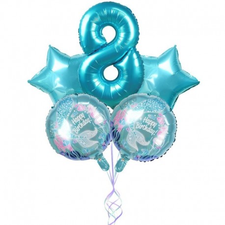 8. szám beállítva - 5db sellő téma party fólia léggömbök kis sellő léggömb gyerekek születésnapi party
