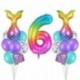 Szám6 készlet - 17db / szett sellő farokhéj léggömbök szivárvány szám fólia léggömb gyerekek születésnapi party