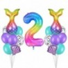 2. szám beállítva - 17db / szett sellő farokhéj léggömbök szivárvány szám fólia léggömb gyerekek születésnapi