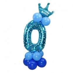 kék 0 - 24db / készlet Korona szám ballonok gyerek évforduló 1. születésnapi díszek hercegnő herceg fiú lány baloon