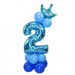 kék 2 - 24db / készlet Korona szám ballonok gyerek évforduló 1. születésnapi díszek hercegnő herceg fiú lány baloon