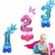 kék 2 - 24db / készlet Korona szám ballonok gyerek évforduló 1. születésnapi díszek hercegnő herceg fiú lány baloon