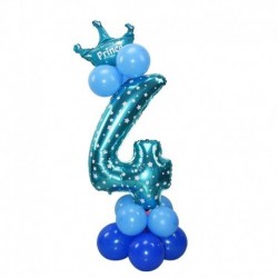 kék 4 - 24db / készlet Korona szám ballonok gyerek évforduló 1. születésnapi díszek hercegnő herceg fiú lány baloon