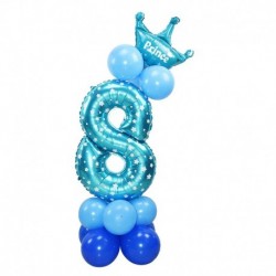kék 8 - 24db / készlet Korona szám ballonok gyerek évforduló 1. születésnapi díszek hercegnő herceg fiú lány baloon