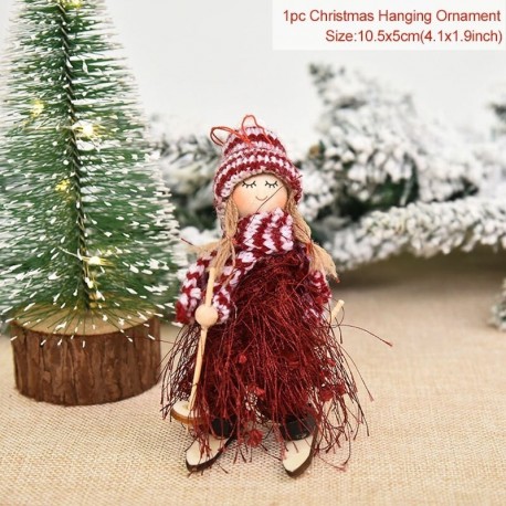 Stílus6 - Karácsonyfa díszek aranyos angyal baba lány sí medál fából készült Navidad újévi karácsonyfa díszek