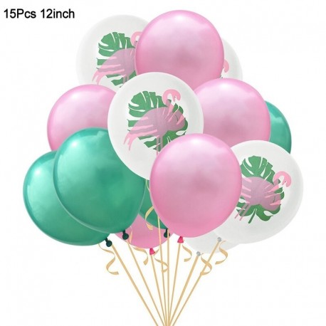 15db készlet - 1Set Flamingo ananász pálmalevél konfetti latex lufi Hawaii trópusi nyári születésnapi party dekorációs
