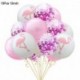 15db szett - 1Set Flamingo ananász pálmalevél konfetti latex lufi Hawaii trópusi nyári születésnapi party dekorációs