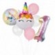 Egyszarvú-C - Szivárvány egyszarvú lufi szám fólia Globos gyerek lány 1. egyszarvú születésnapi party dekorációs