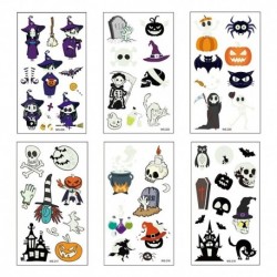 6db mix2 - 6db Halloween fényes tetoválás Ghost Taty gyerekek hamis tetoválás izzó sötét vízálló ideiglenes