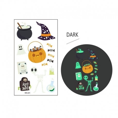 Stílus2 - 6db Halloween fényes tetoválás Ghost Taty gyerekek hamis tetoválás izzó sötét vízálló ideiglenes