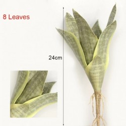 1db-8levelek - Mesterséges növények otthoni kert dekorációhoz Sansevieria ág hamis virágok műanyag levelek bonsai zöld