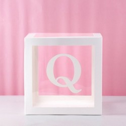 Q - AZ betű neve átlátszó lufi doboz BABY fiú lány 1. születésnapi party esküvői dekoráció keresztelő baba zuhany