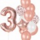 szám5 készlet - 12db-os fólia rózsaarany latex lufi boldog születésnapot party dekoráció gyerekek kislány fiú 1. éves