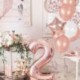 szám7 készlet - 12db-os fólia rózsaarany latex lufi boldog születésnapot party dekoráció gyerekek kislány fiú 1. éves